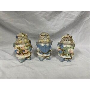 VTG Ceramic Baby Face Angel Christmas Ornament 3.5” Set Of 3 Hard To Find - D10‎